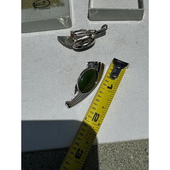 Jade Earrings - BC Canadian Jade Clip On - Pan Pacific Modernist - Picture 4 of 4